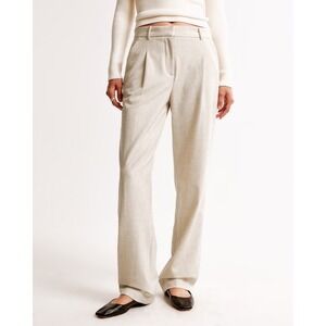 Abercrombie & Fitch Quinn Tailored Pant Pleated Wide Leg 31/12R Oatmal